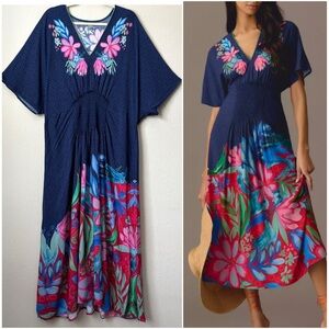 Anthropologie Bl-nk London Boho Floral Printed Tatiana Kaftan